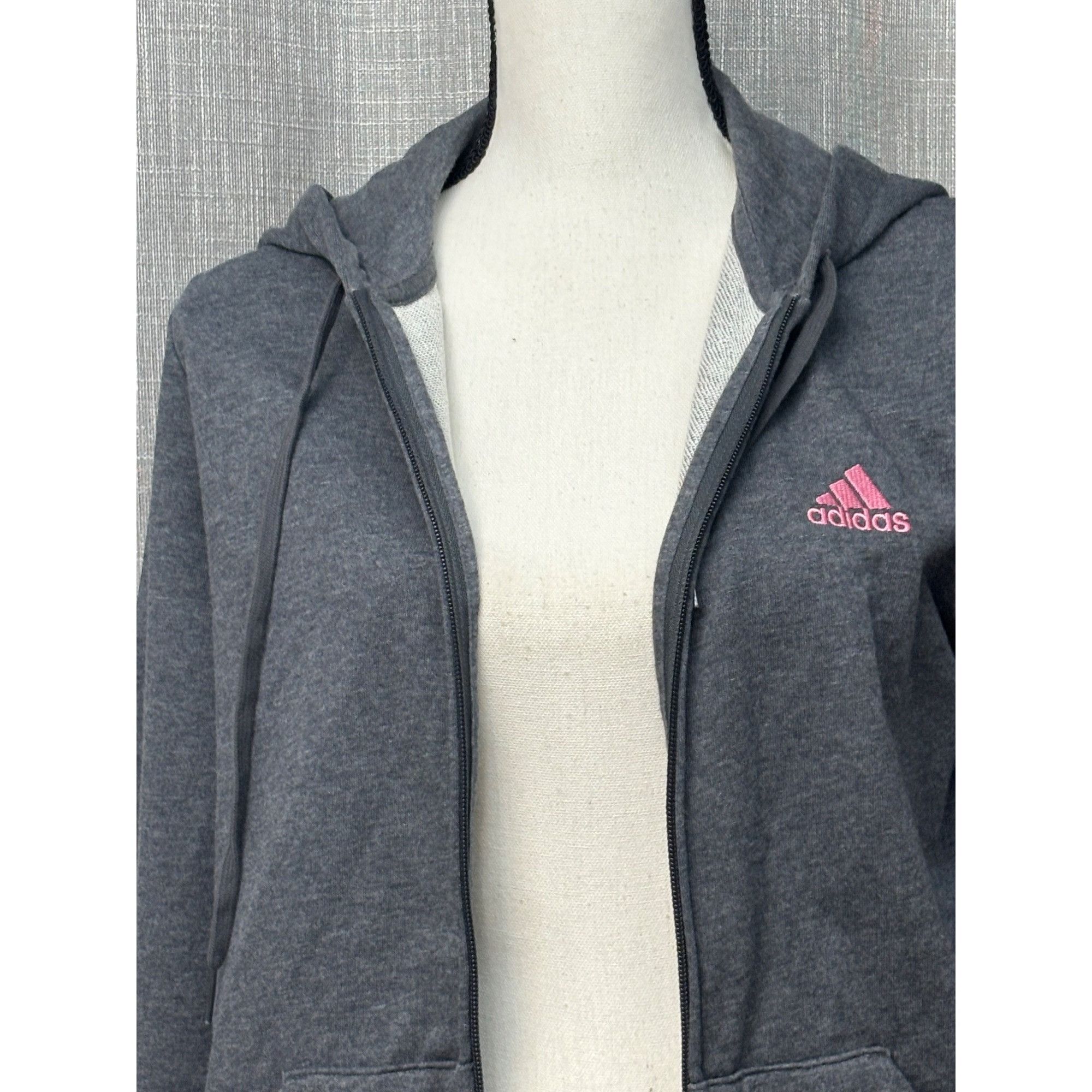 Adidas Adidas Women’s Linear Full Zip French Terry Hoodie, Dark Hea Size M / US 6-8 / IT 42-44 - 4 Thumbnail