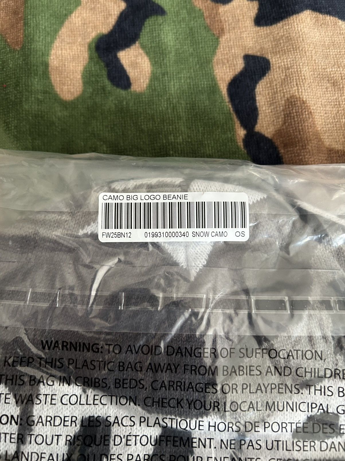 Supreme Supreme Big Logo Beanie Snow Camo FW25 Size ONE SIZE - 5 Thumbnail