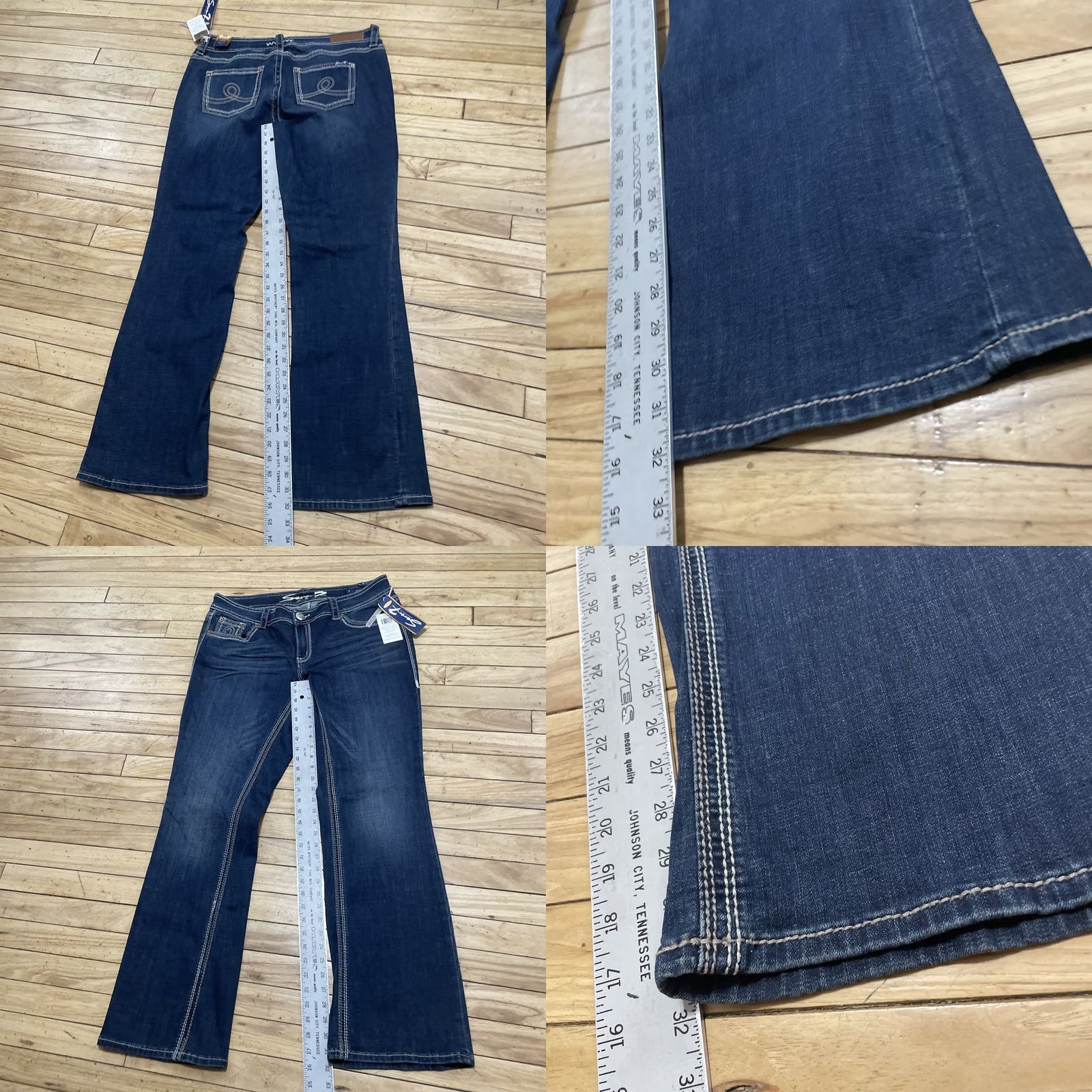 Vintage VINTAGE Seven 7 Jeans Bootcut Women 16 Western Thick Stitch Cowgirl Dark Wash 36x32 NEW Size 38" / US 16 / IT 52 - 9 Thumbnail