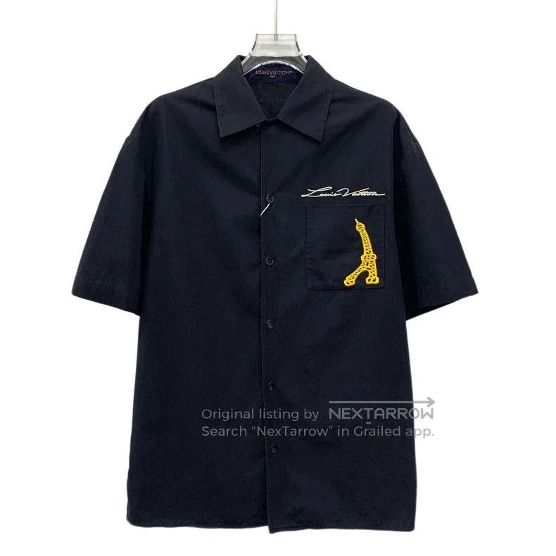 Louis Vuitton Louis Vuitton Black Logo Embroidered Shirt. Size US M / EU 48-50 / 2 - 1 Thumbnail