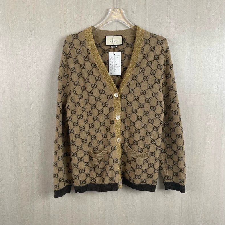 Gucci Gold full-print knitted cardigan 2504-Nextarrow