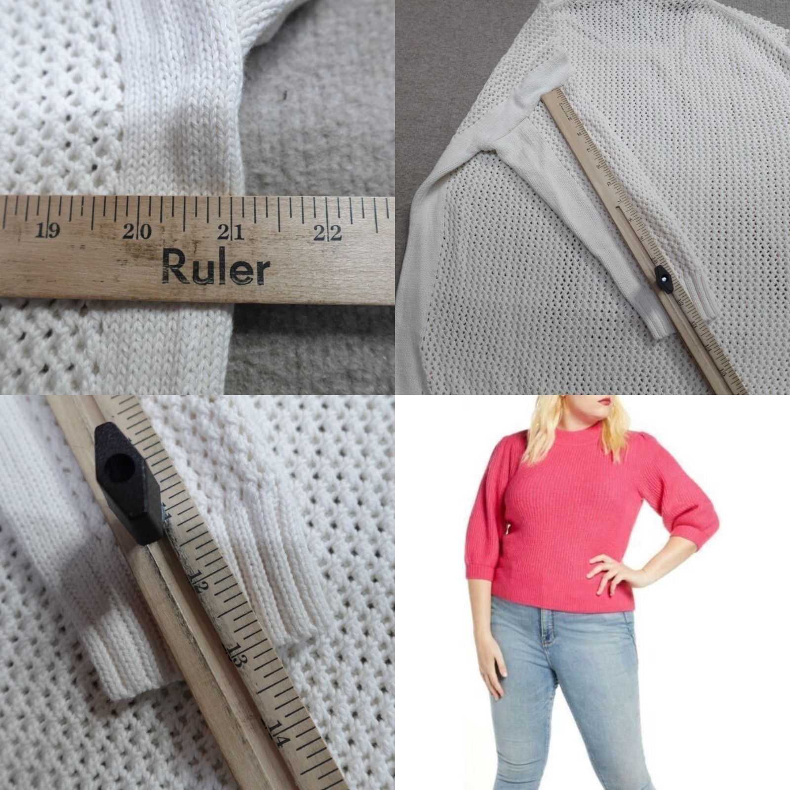 J.Crew J.CREW Sweater Womens Small White Open-Knit Crew Neck 3/4 Sleeve Cotton Pullover 100% Knit Ivory A7981 Size S / US 4 / IT 40 - 8 Thumbnail