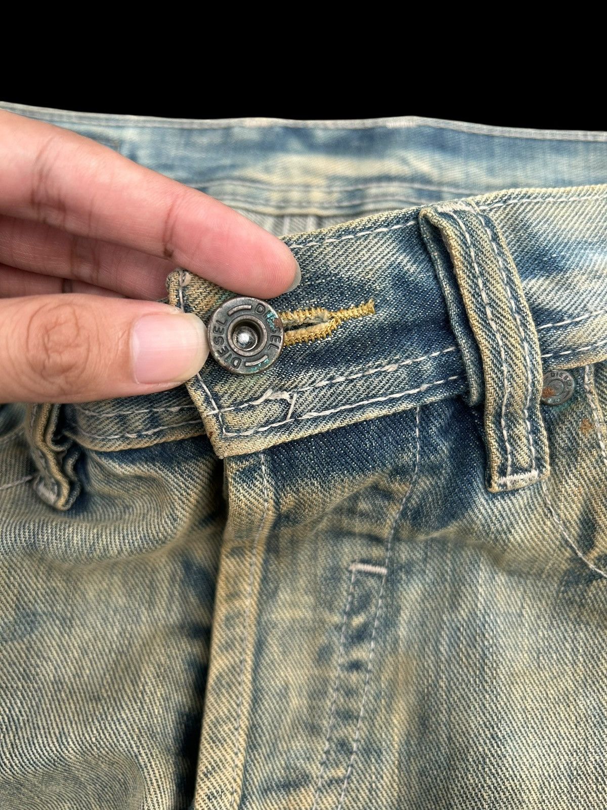 Kapital Vintage Diesel Big Logo Distressed Dirty Denim jeans Size US 32 / EU 48 - 11 Thumbnail