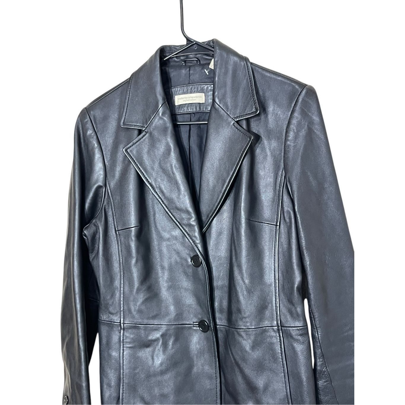 Other Vintage 90's Valerie Stevens Black Leather Blazer Jacket Size M Size M / US 6-8 / IT 42-44 - 2 Thumbnail