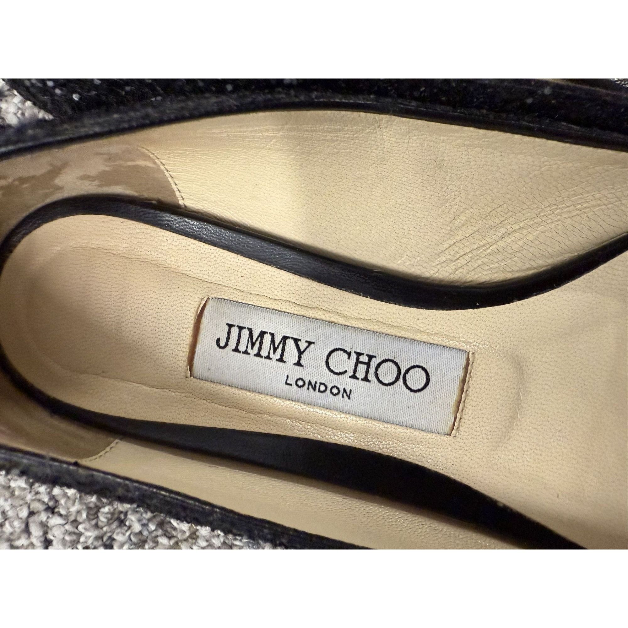 Jimmy Choo Jimmy Choo London Black Glitter Pointed Toe Flats Made In It Size US 5 / IT 35 - 3 Thumbnail