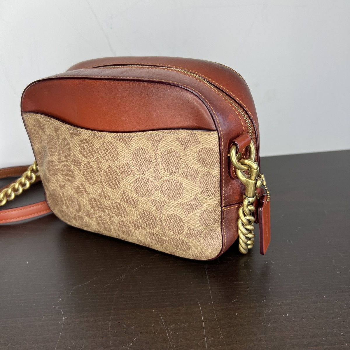 Coach × Designer Coach Mini Crossbody Bag Leather Monogram Brown Beige Size ONE SIZE - 7 Thumbnail