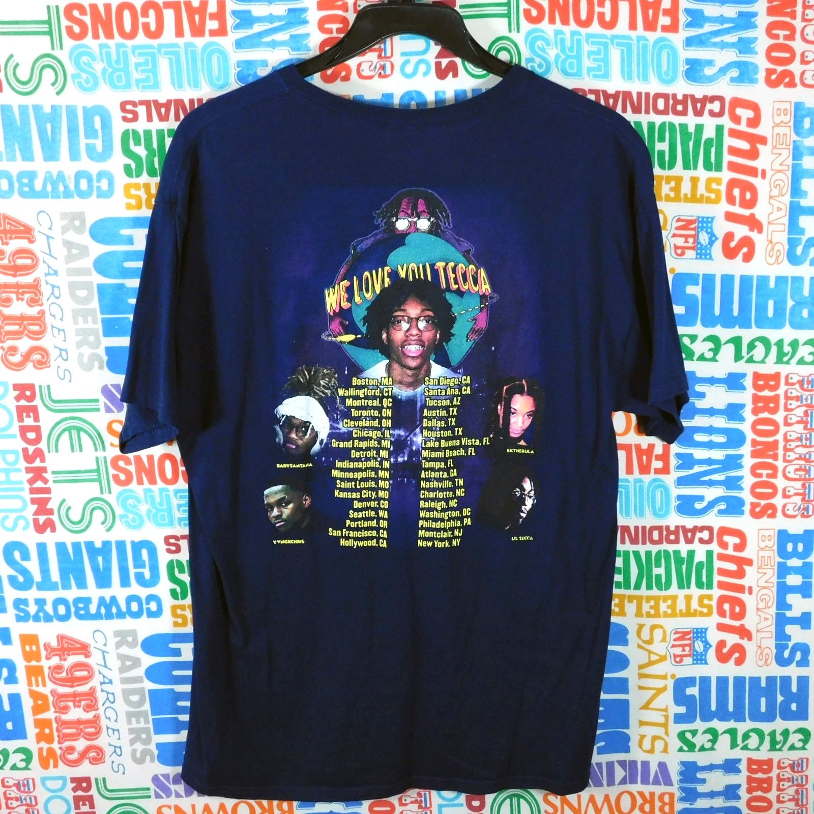 Fruit Of The Loom Lil Tecca We Love You Tecca Tour T Shirt Size L Blue Dates Size US L / EU 52-54 / 3 - 2 Thumbnail