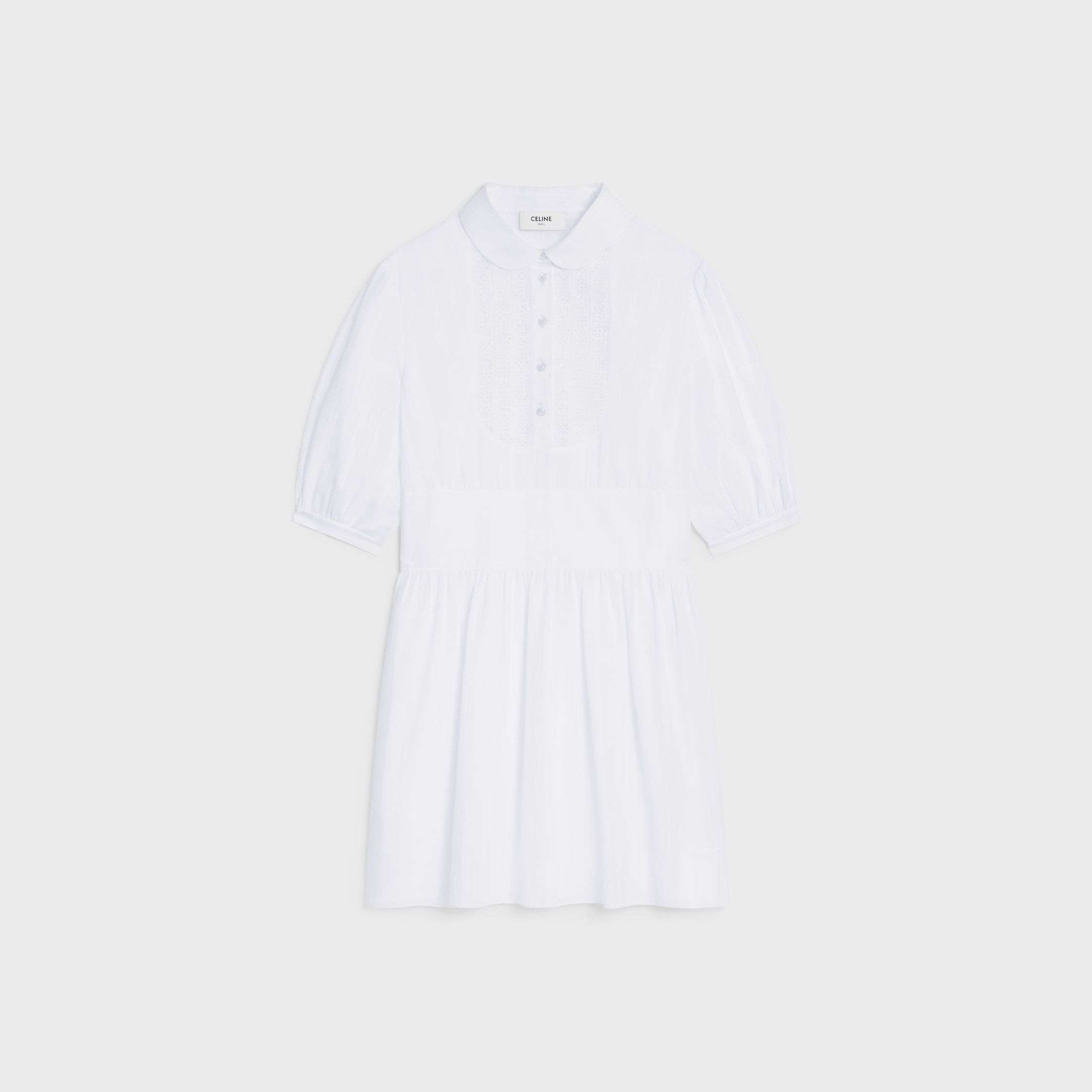 Celine BABYDOLL MINI DRESS IN STRIPED COTTON VOILE white Size L / US 10 / IT 46 - 1 Thumbnail