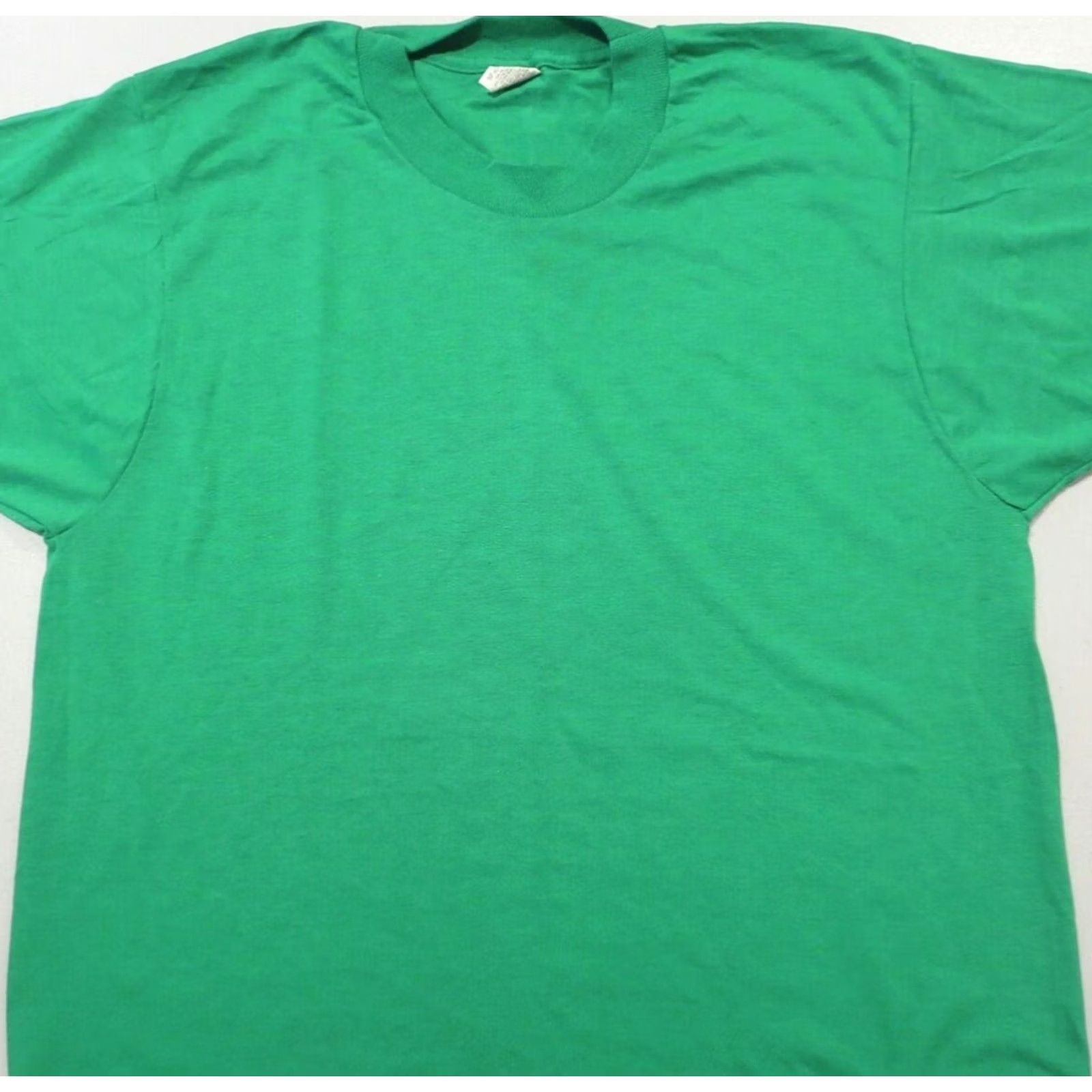 Vintage NOS Screen Stars GREEN T-Shirt Vintage 80s Unisex Adults Small Crew Neck Short Sleeve Paper Thin Cotton Polyester Shirt Men Women Size US S / EU 44-46 / 1 - 2 Thumbnail