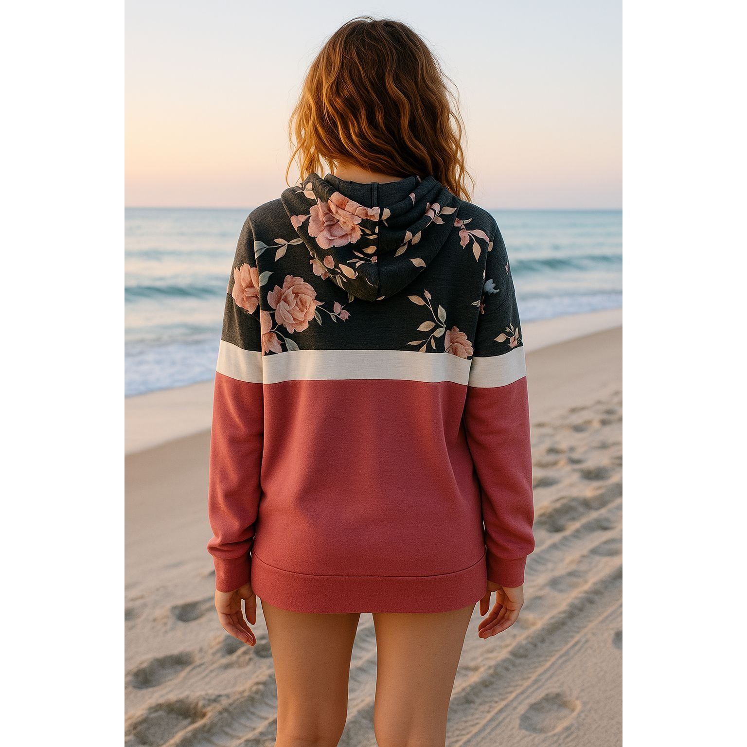Other 7Th Ray XL Floral Colorblock Hoodie Rose Pink Black Pullover Size XL / US 12-14 / IT 48-50 - 4 Thumbnail