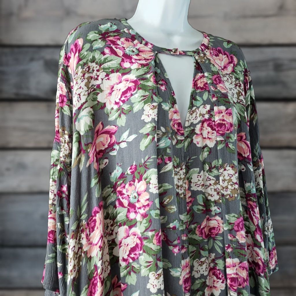 Vintage Umgee Womens Blouse Tunic Size S Pink Floral Cotton Blend Short Length Casual Vintage No Size S / US 4 / IT 40 - 1 Thumbnail