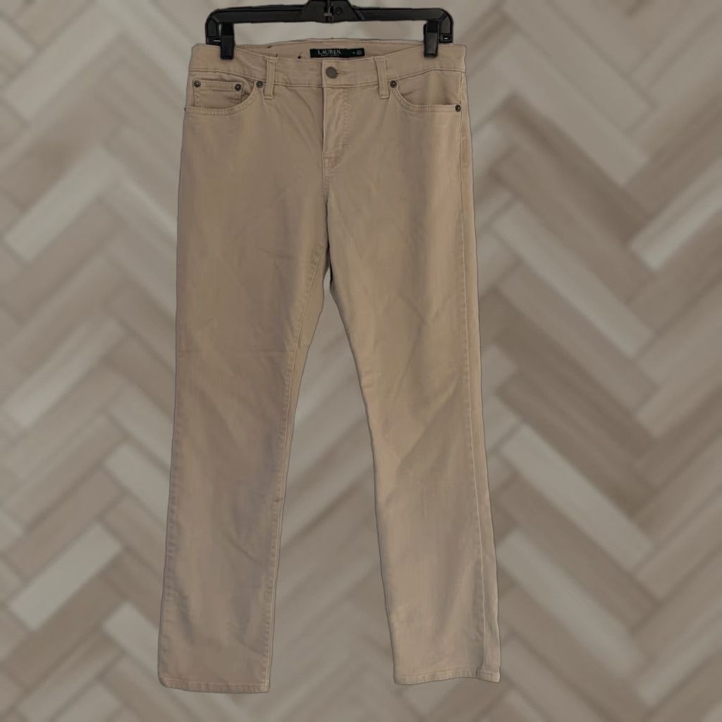 Ralph Lauren Lauren Ralph Lauren Jeans Womens Modern Straight Leg Denim Beige sz 8 Size 30" / US 8 / IT 44 - 1 Thumbnail