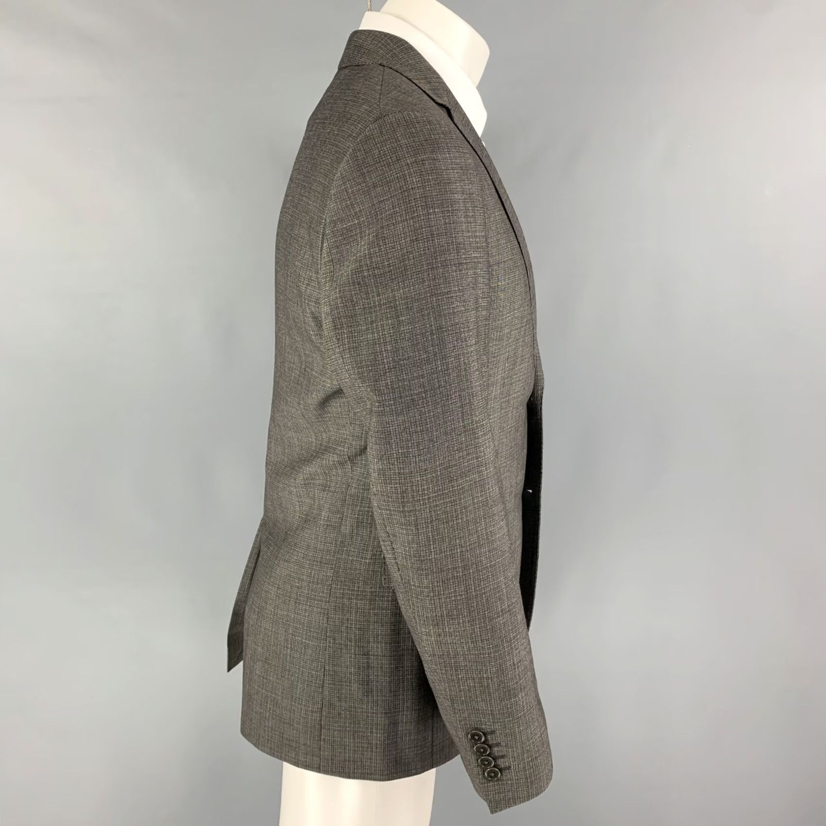 John Varvatos JOHN VARVATOS Sport Coat Grey Grid Wool Notch Lapel Size 40 Men Adult Jacket Size US XXS / EU 40 - 2 Thumbnail