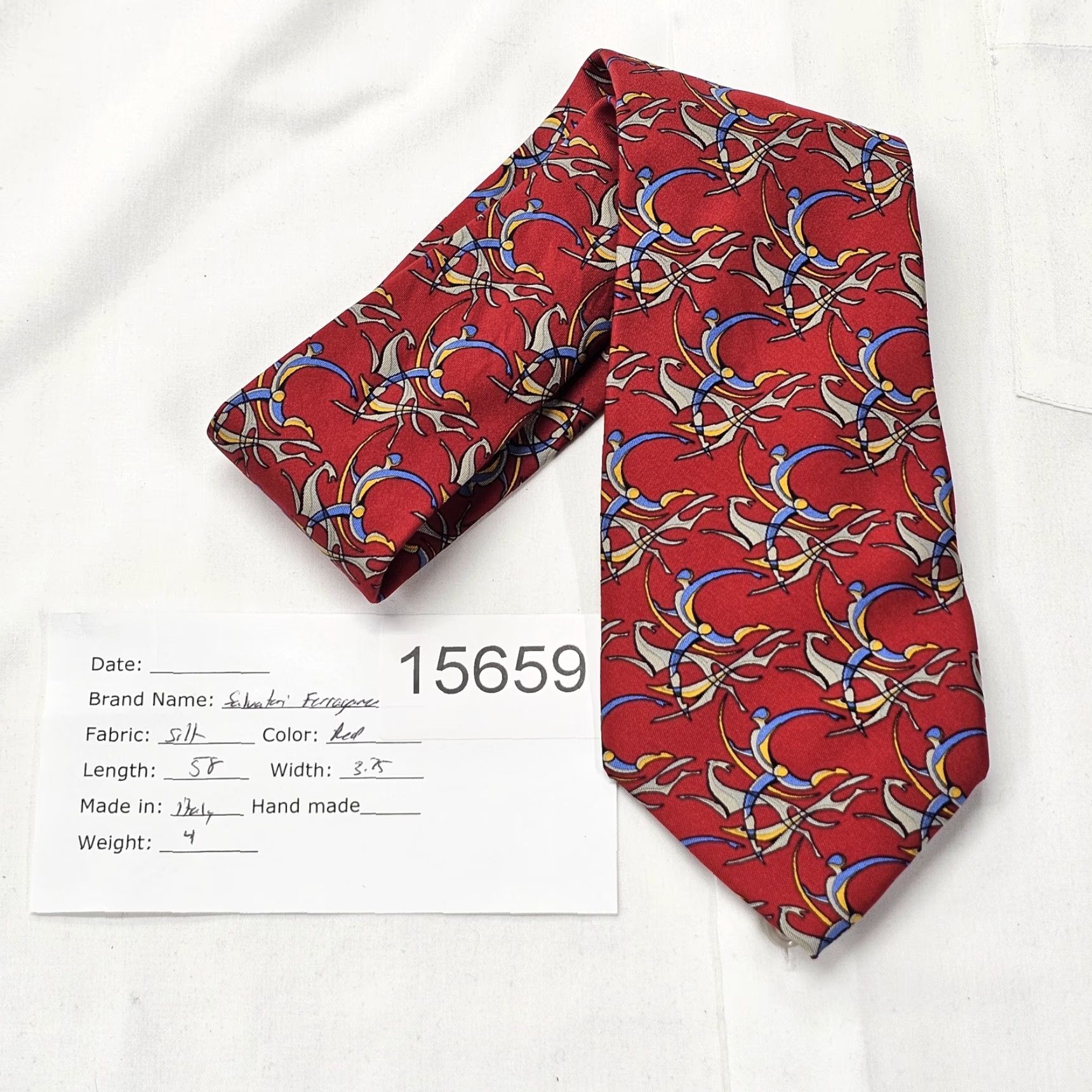 Salvatore Ferragamo Salvatore Ferragamo Tie Mens Red Renaissance Archer Running Dog Luxury Size ONE SIZE - 6 Thumbnail