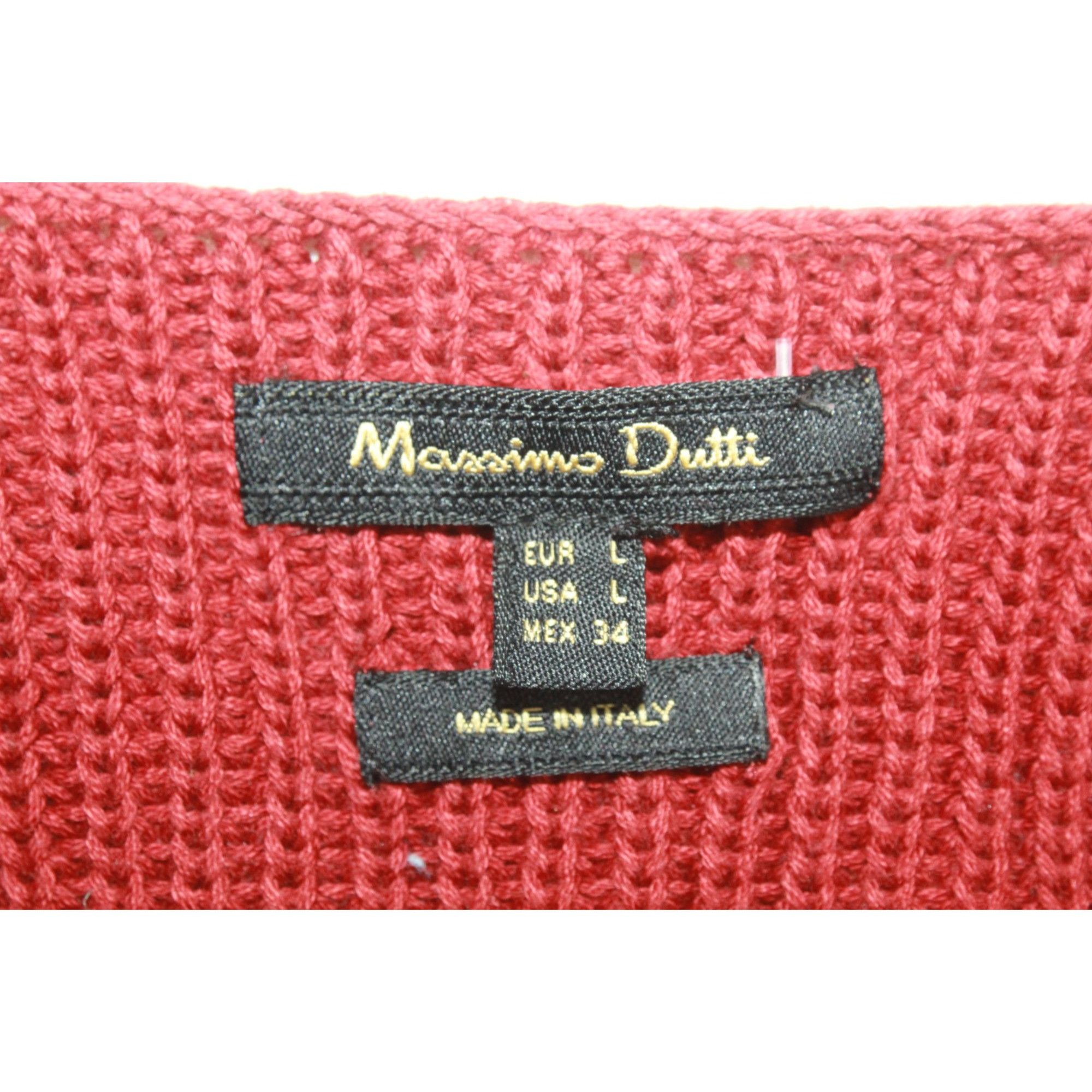 Massimo Dutti Massimo Dutti Red Knit Puff Sleeve V-Neck Sweater Size L Size L / US 10 / IT 46 - 7 Thumbnail
