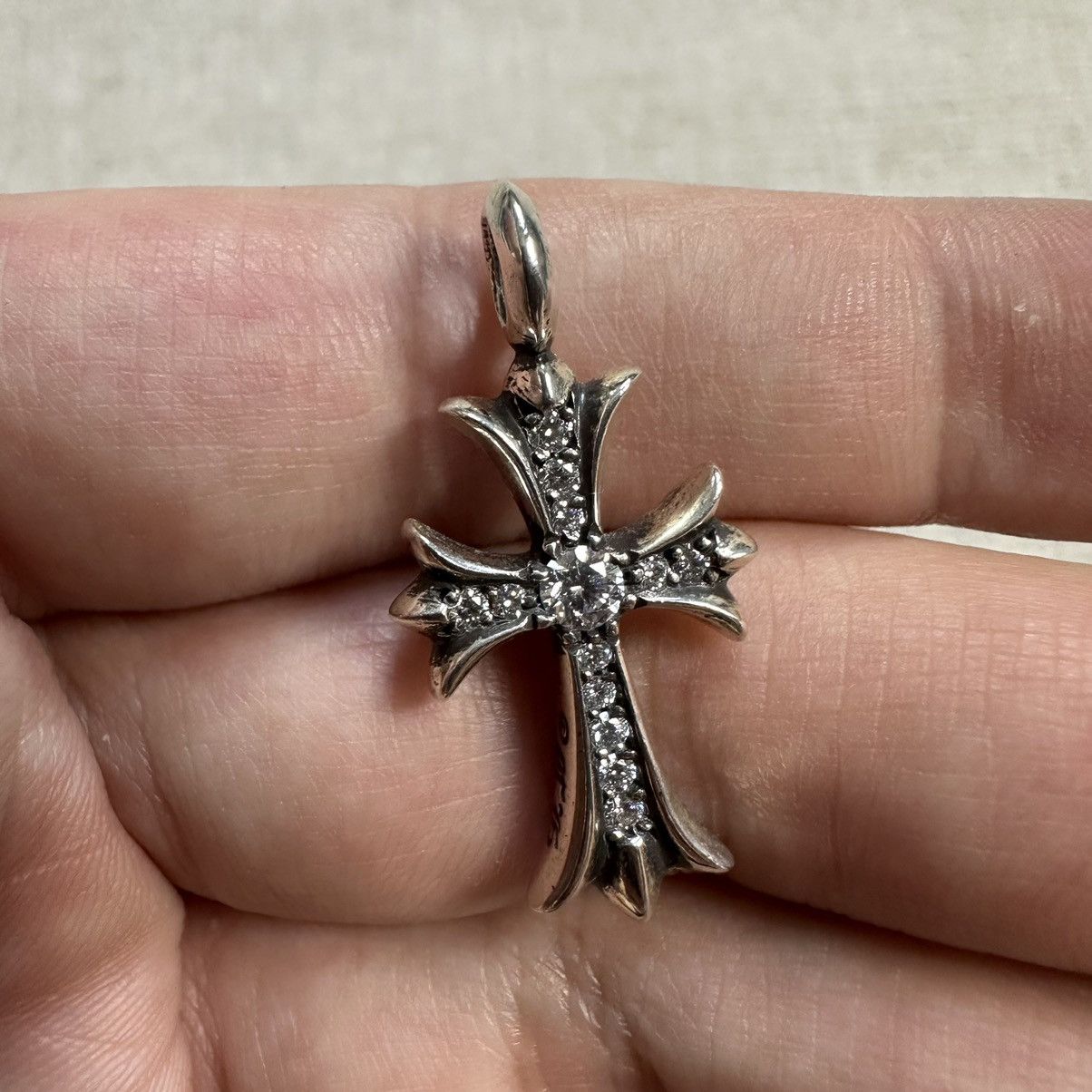 Chrome Hearts Chrome Hearts Silver Tiny Cross with Diamonds Size ONE SIZE - 2 Thumbnail