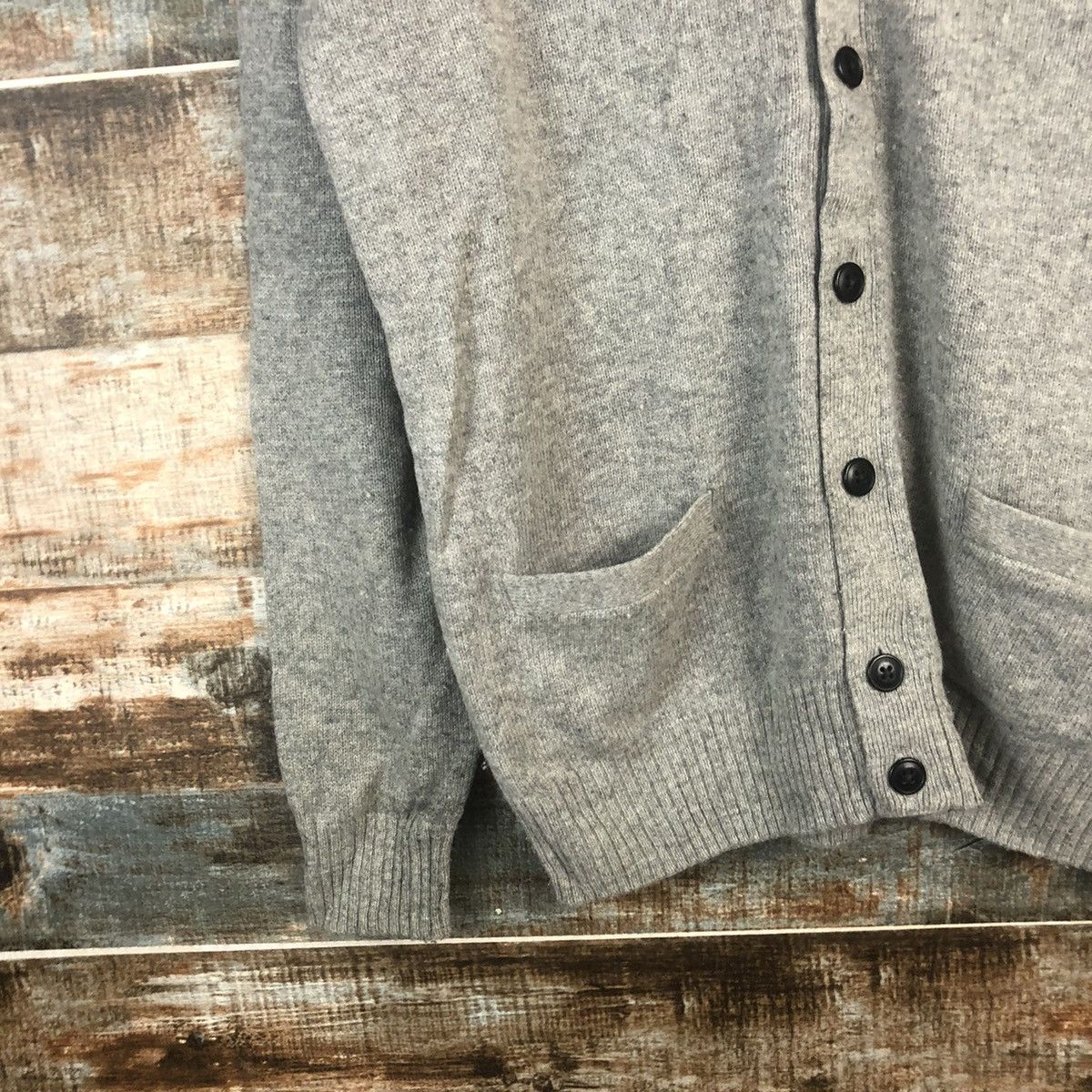 Aran Isles Knitwear × Uniqlo DL Uniqlo japan vintage Gray Cardigan Knitwear #C592 Size US M / EU 48-50 / 2 - 7 Thumbnail