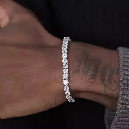 Jewelry × Vintage Cubic Zirconia Mens Crystal Chain on The Hand Size ONE SIZE - 2 Thumbnail