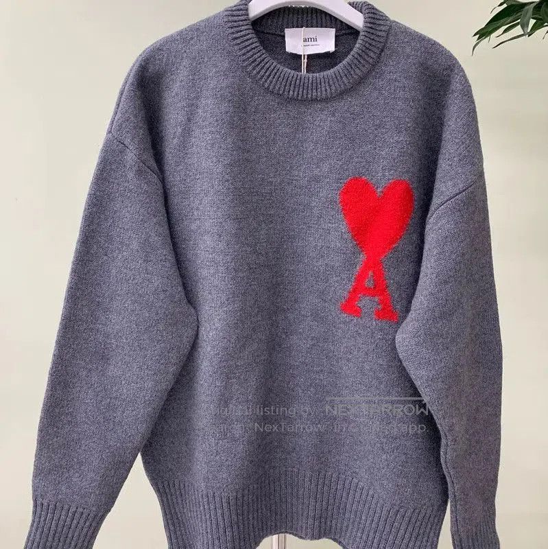 AMI AMI Grey Sweater with Heart Logo . Size US S / EU 44-46 / 1 - 2 Thumbnail