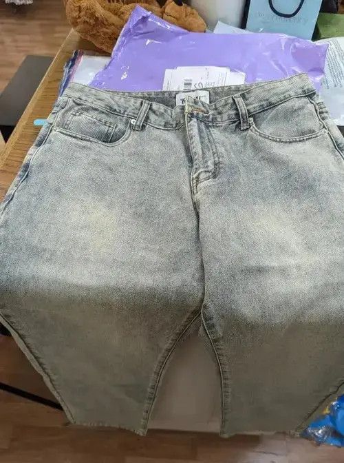 Designer Washed Jeans Zipper Split Straight Size US 30 / EU 46 - 6 Thumbnail