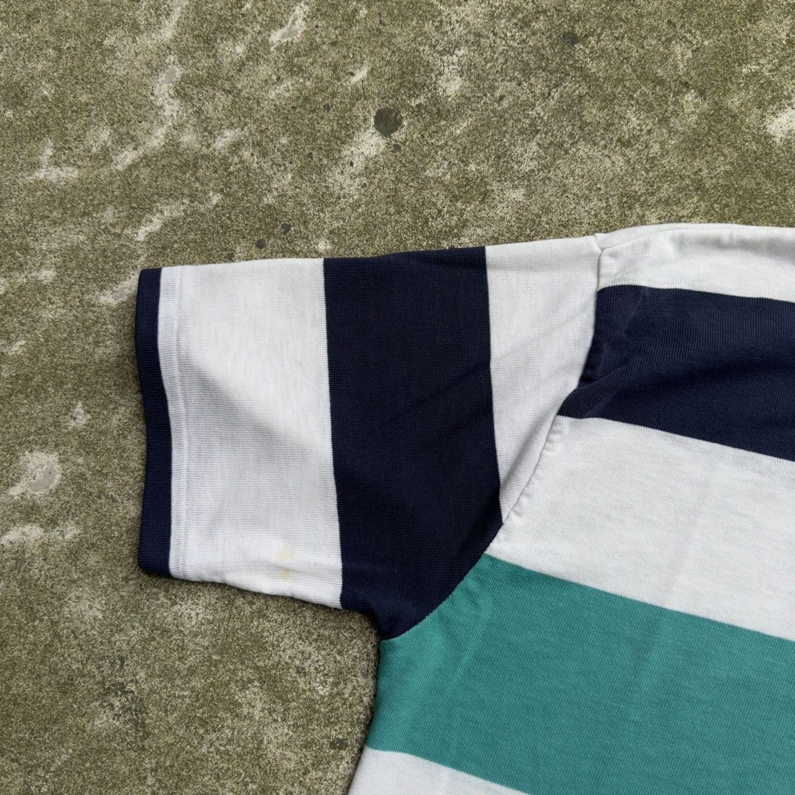 Vintage 70s Paper Thin Distressed Striped Blue Faded Tee ERD Grunge Size US S / EU 44-46 / 1 - 10 Thumbnail