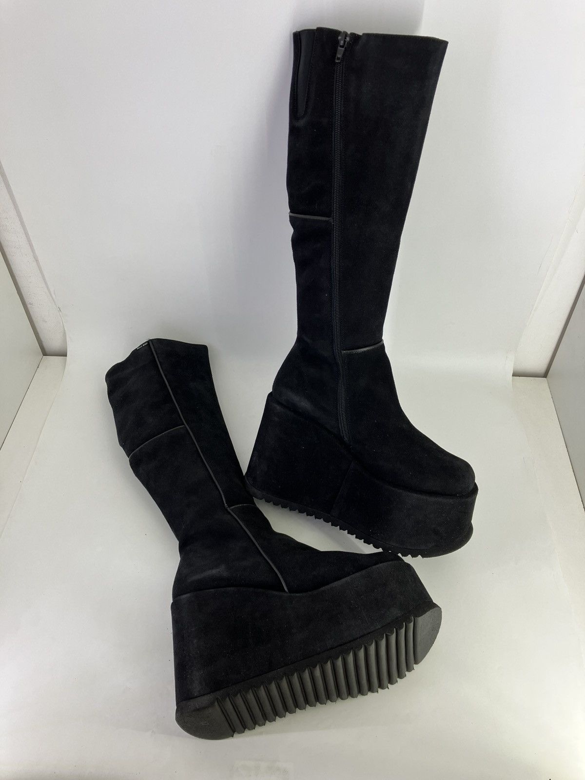 Vintage Rock Bull chunky platform suede leather knee boots 90s Size US 11 / IT 41 - 5 Thumbnail