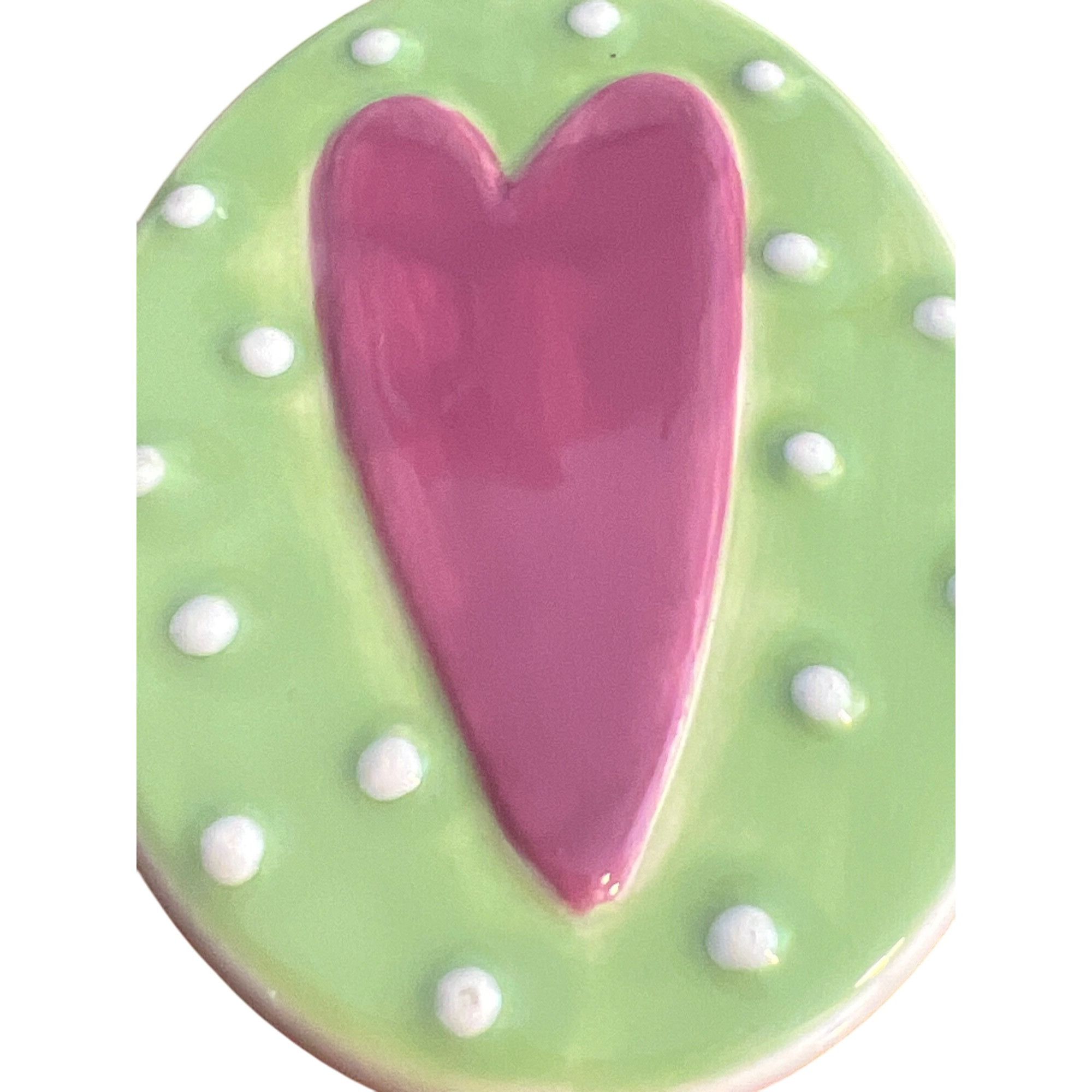 Other Vintage Porcelain Ceramic Pin Brooch Oval Green Mauve Heart Size ONE SIZE - 3 Thumbnail