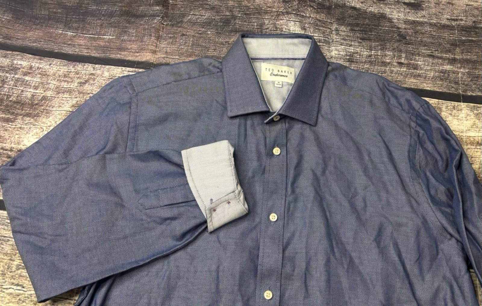 Ted Baker Ted Baker Endurance Dress Shirt Mens 16 32/33 Blue Cotton Size 38R - 1 Thumbnail