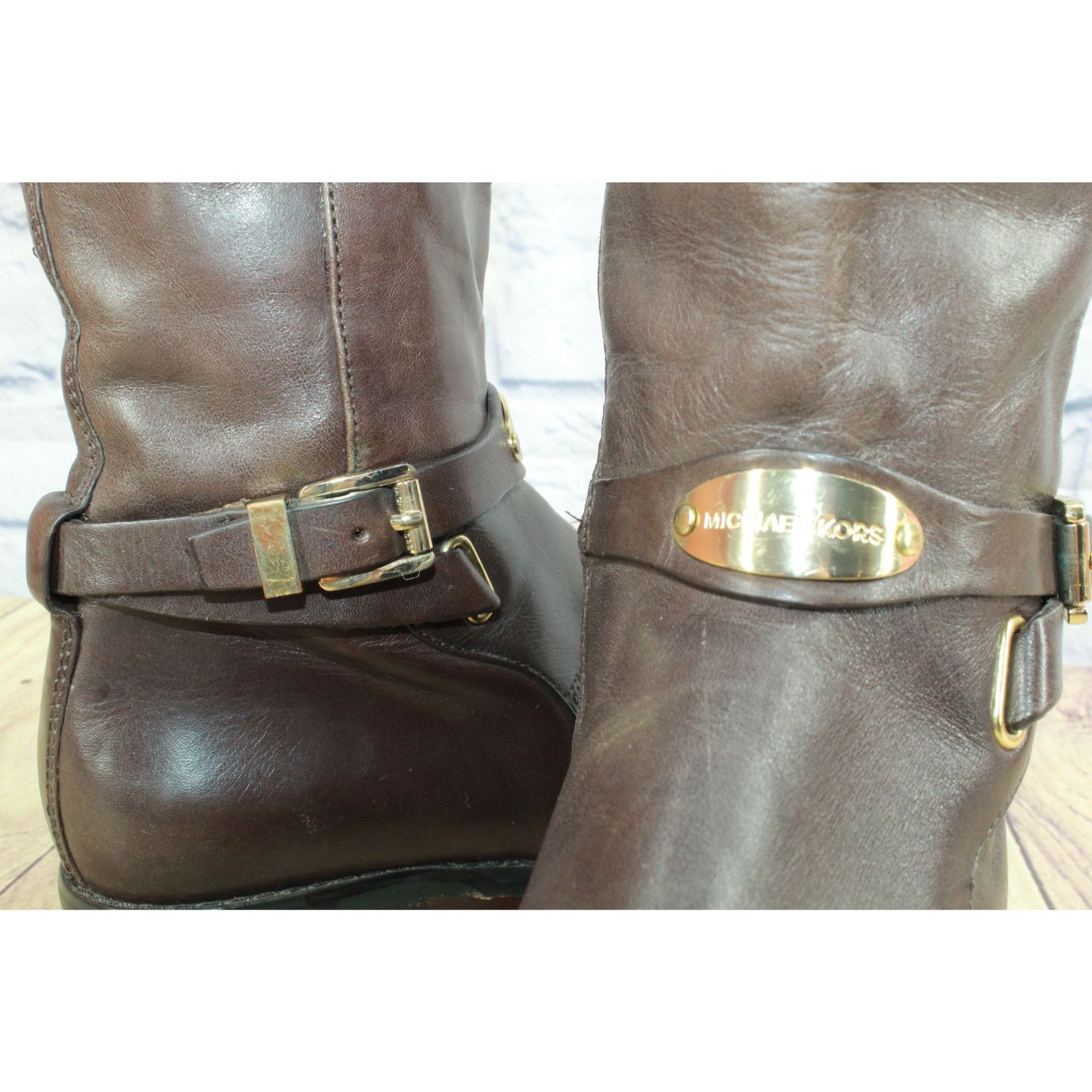 Michael Kors Michael Michael Kors Women’s Arley Brown Leather Riding Boot Size US 7.5 / IT 37.5 - 7 Thumbnail