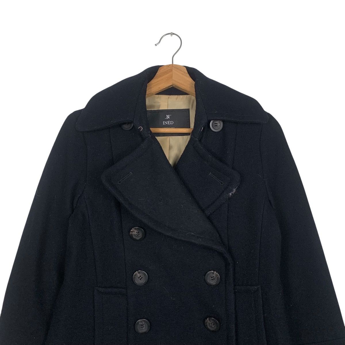 Japanese Brand INED Double Collar Double Breasted Wool Coat #1816-C20 Size S / US 4 / IT 40 - 2 Thumbnail