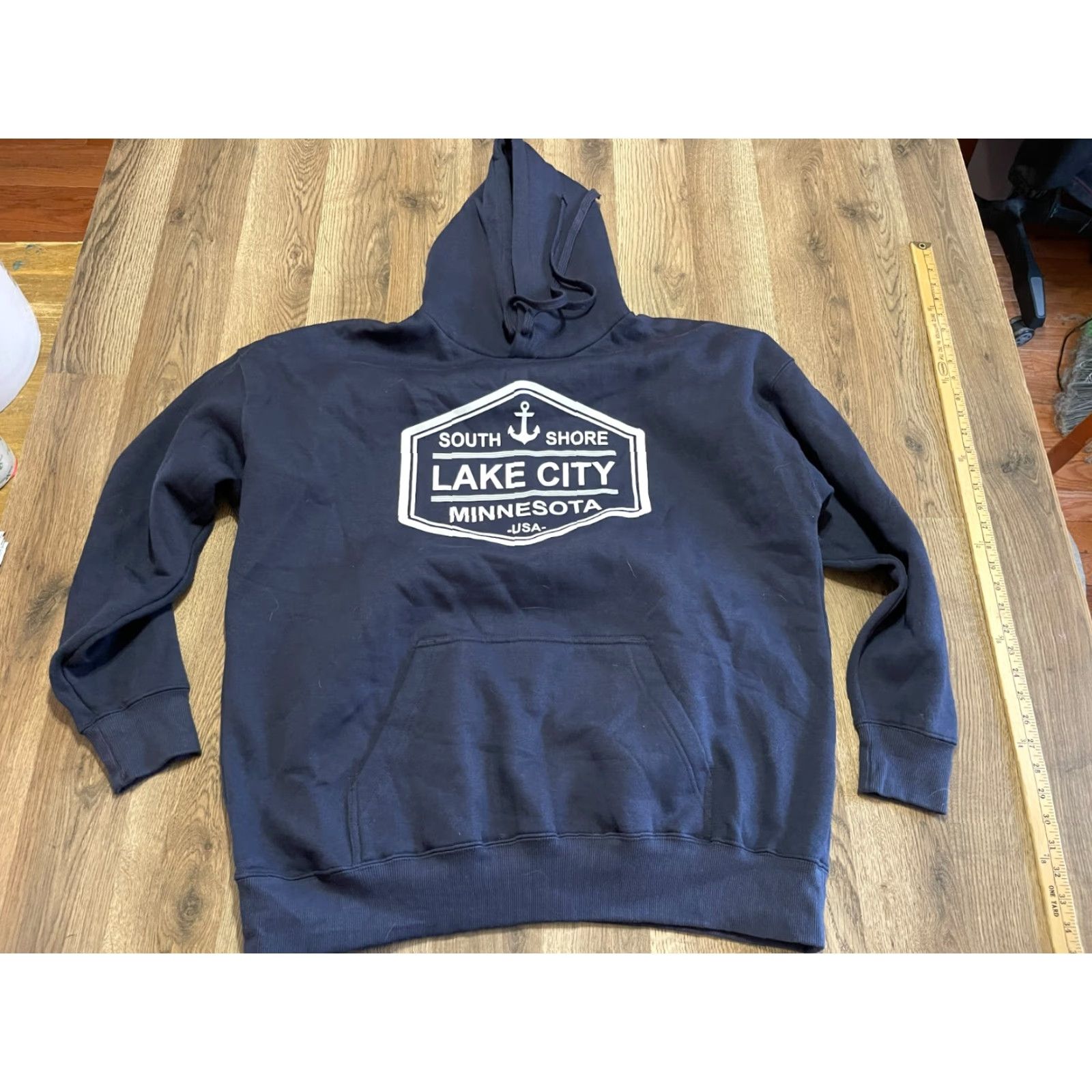 Vintage A4 Hoodie Men 2XL Navy Blue Pullover City Minnesota South Shore Lake City Pullover Hoodie 2XL Navy A4 Mens City Pullover Shirt? Size US XXL / EU 58 / 5 - 2 Thumbnail