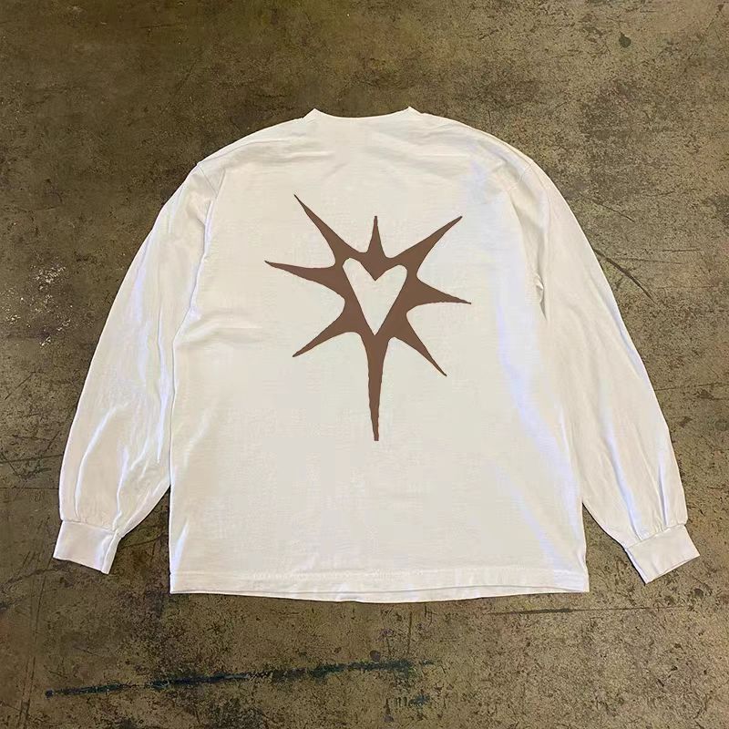 Vintage White casual retro heart-print long-sleeved t-shirt Size US M / EU 48-50 / 2 - 2 Thumbnail