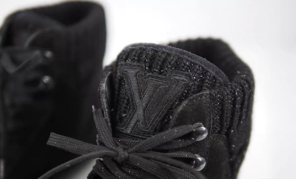 Louis Vuitton LV Black Knit & Suede High-Top Sneakers J16 Size US 6 / IT 36 - 4 Thumbnail