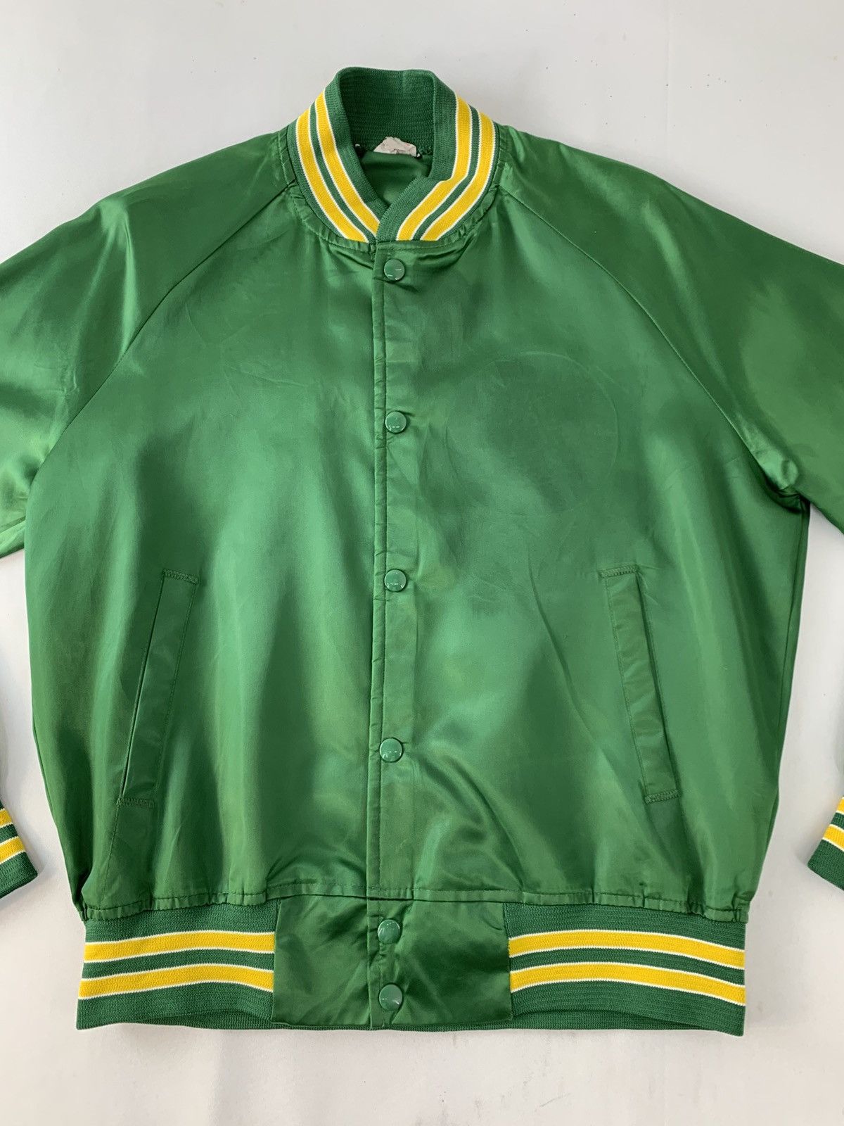 Other 90s Green Satin Bomber Varsity Jacket Made In Usa Plain Size US M / EU 48-50 / 2 - 3 Thumbnail