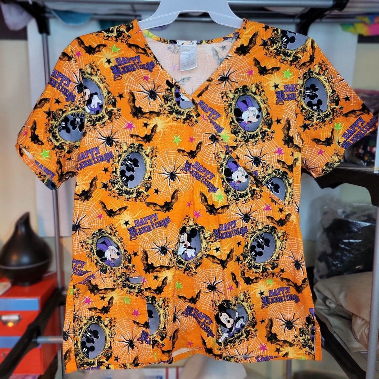 Disney Disney Mickey Minnie Happy Hauntings Scrub Top - Size Large Size L / US 10 / IT 46 - 1 Thumbnail