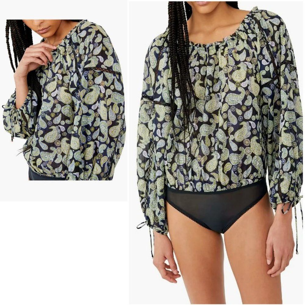 Free People NWT New $78 Free People Sundown Paisley Cotton Bodysuit Siz Size S / US 4 / IT 40 - 2 Thumbnail