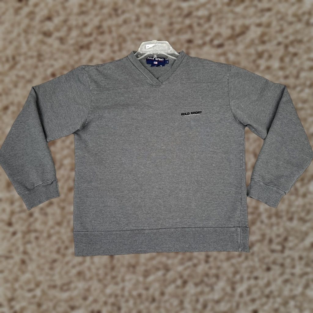 Polo Ralph Lauren Polo Ralph Lauren Polo Sport Sweater Mens Small Gray V-Neck Logo Cotton Pullover Size US S / EU 44-46 / 1 - 1 Thumbnail