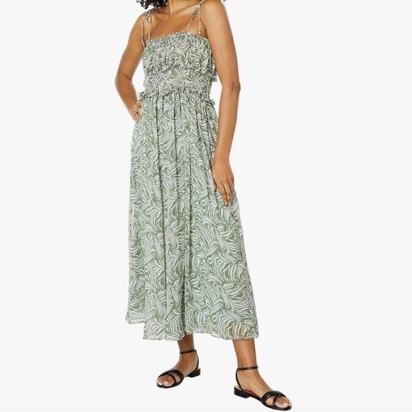Other NWT En Saison Sole Midi Dress Abstract Print Green Sage Size Size S / US 4 / IT 40 - 1 Thumbnail