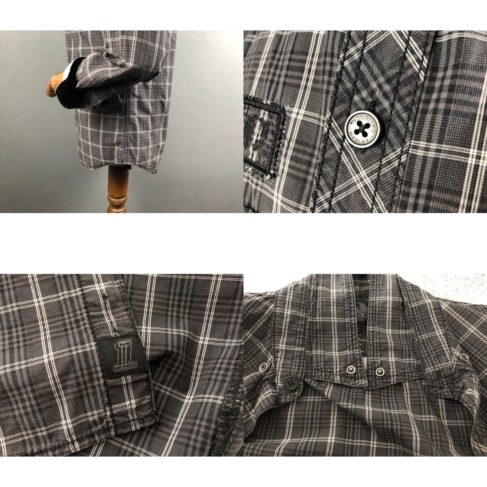 Harley Davidson Harley-Davidson Men's Shirt M Gray Cotton Check Button-Up Casual Regular Size US M / EU 48-50 / 2 - 9 Thumbnail