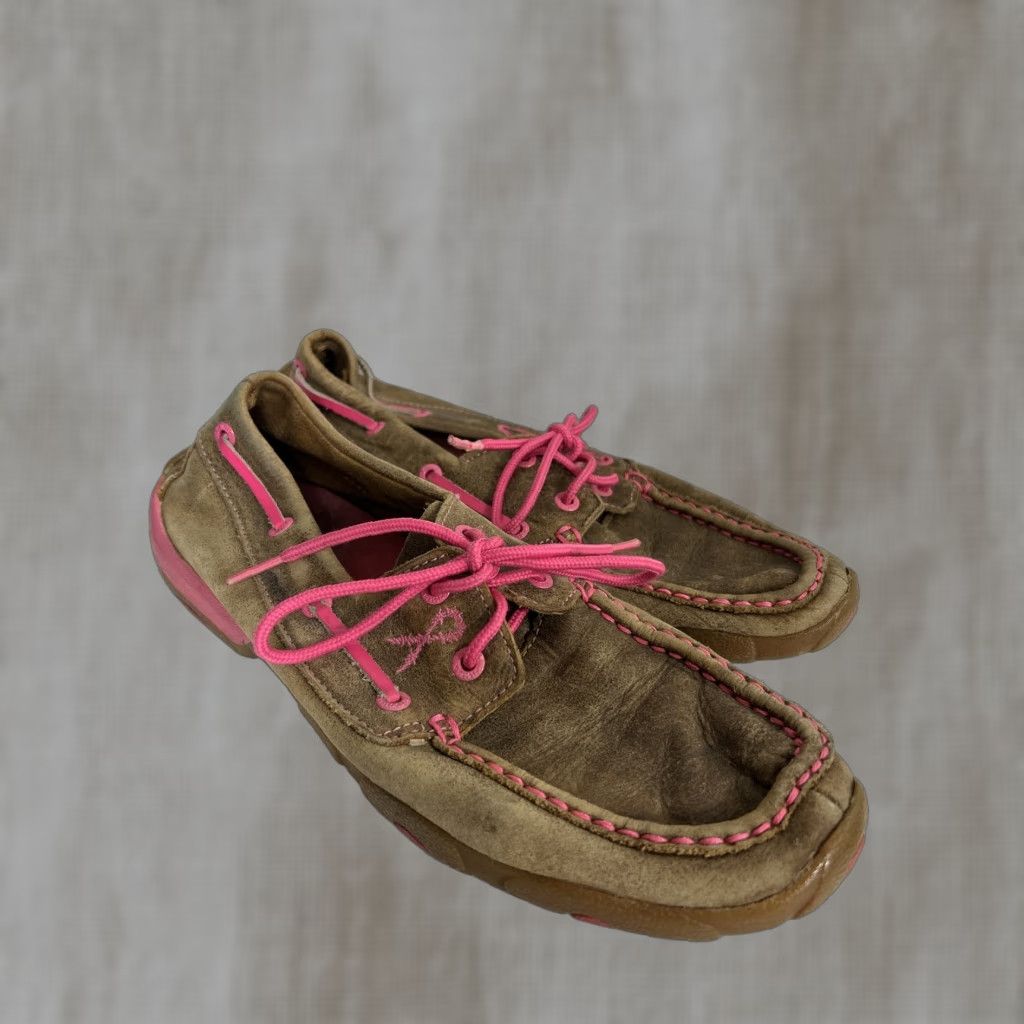 Twisted X Twisted X Women Boat Shoe Flat Leather Brown Pink 8.5 M-US Spring Summer Casual Party/Cocktail Travel Womens Size US 9 / IT 39 - 1 Thumbnail