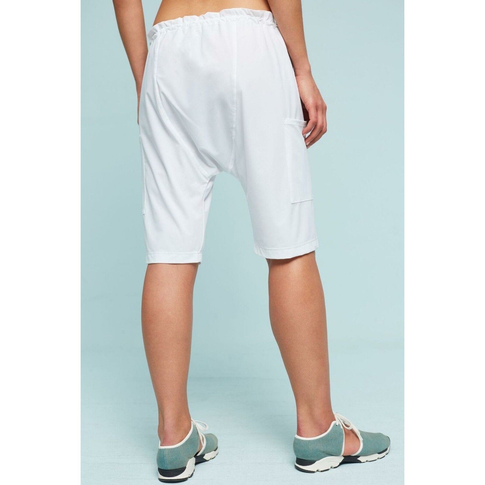 Anthropologie New B.30 Long Activewear Shorts WHITE Retail $114 X-SMALL Size 26" / US 2 / IT 38 - 4 Thumbnail