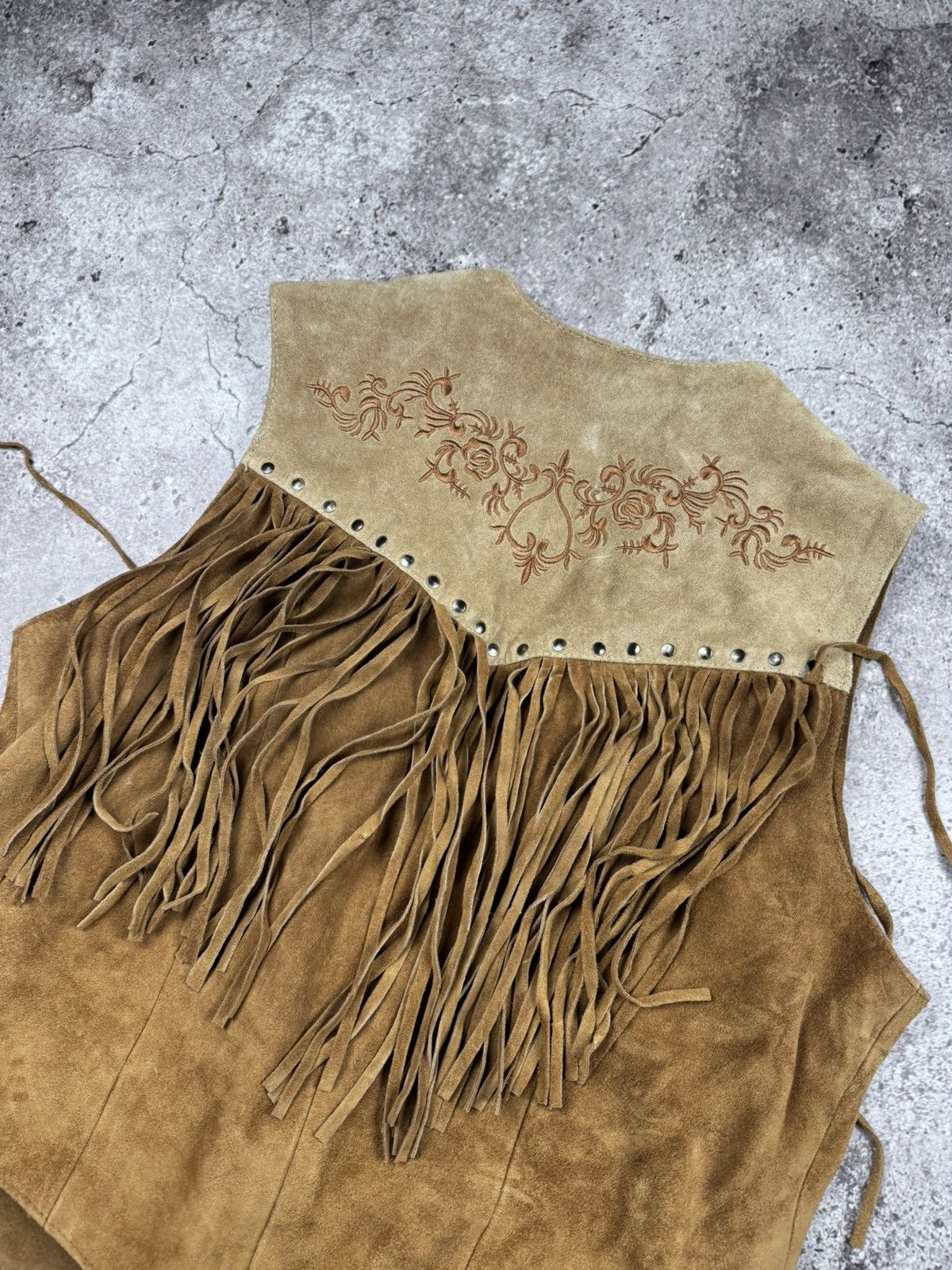 Cowboy Equipment Stars & Stripes 00s vintage real leather suede western vest Size M / US 6-8 / IT 42-44 - 10 Thumbnail