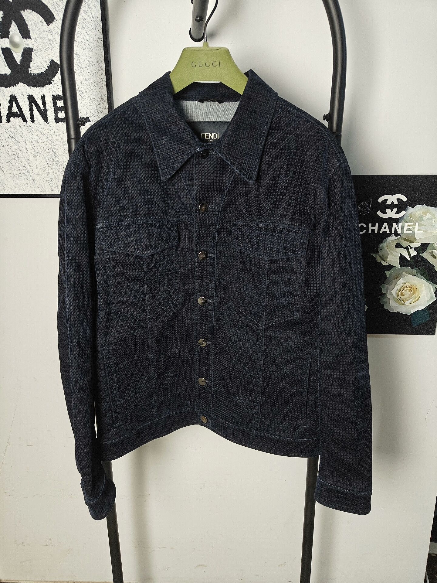 fendi patterned denim jacket in excellent condition