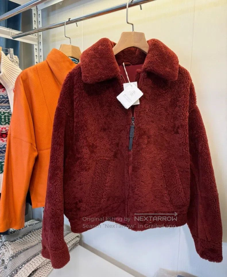 Brunello Cucinelli Brunello Cucinelli Berry Red Beaded Accessory Fur Coat 202 Size XS / US 0-2 / IT 36-38 - 1 Thumbnail