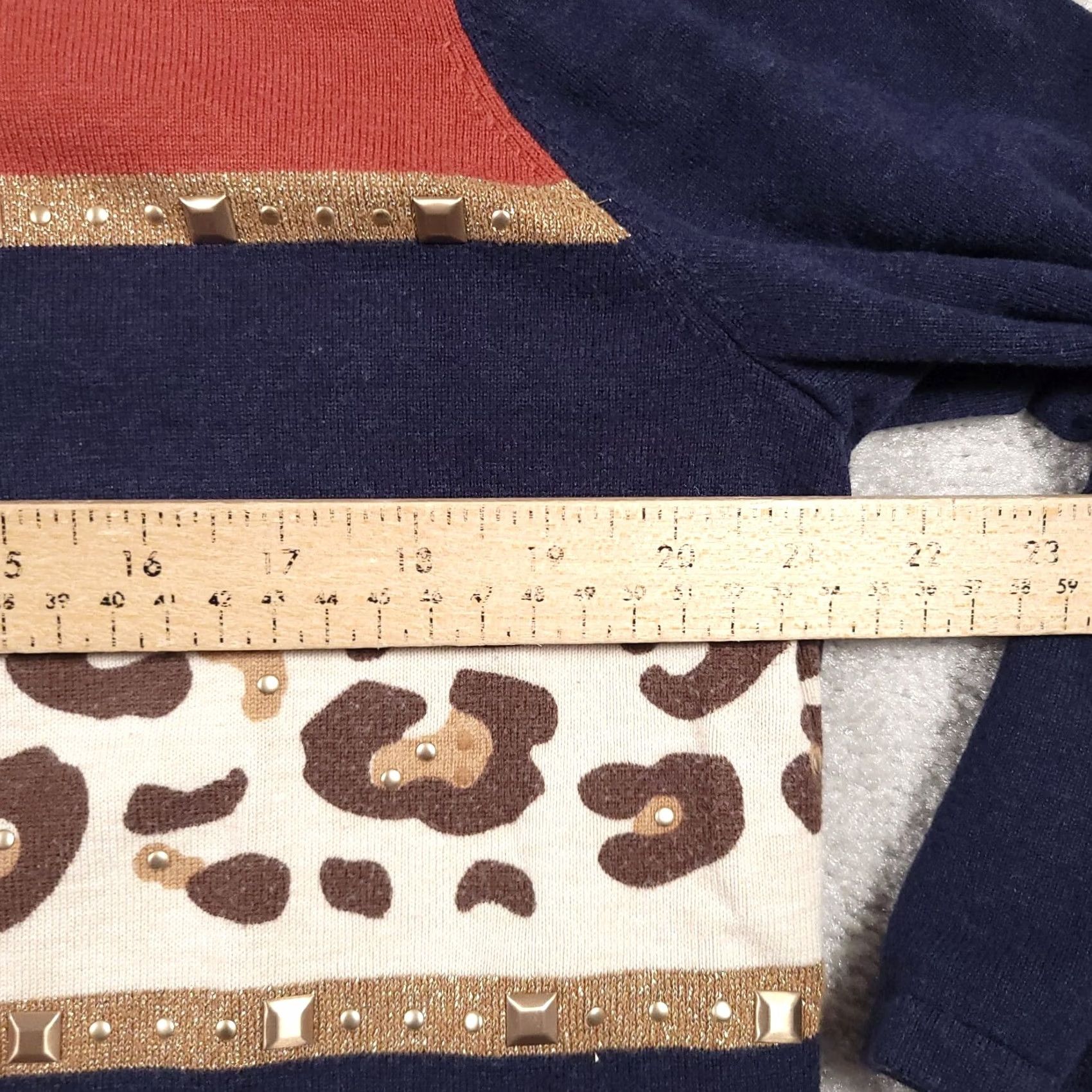 Vintage Alfred Dunner Shirt Women's Large 3/4 Sleeve Square Neck Animal Print Studded Size L / US 10 / IT 46 - 6 Thumbnail