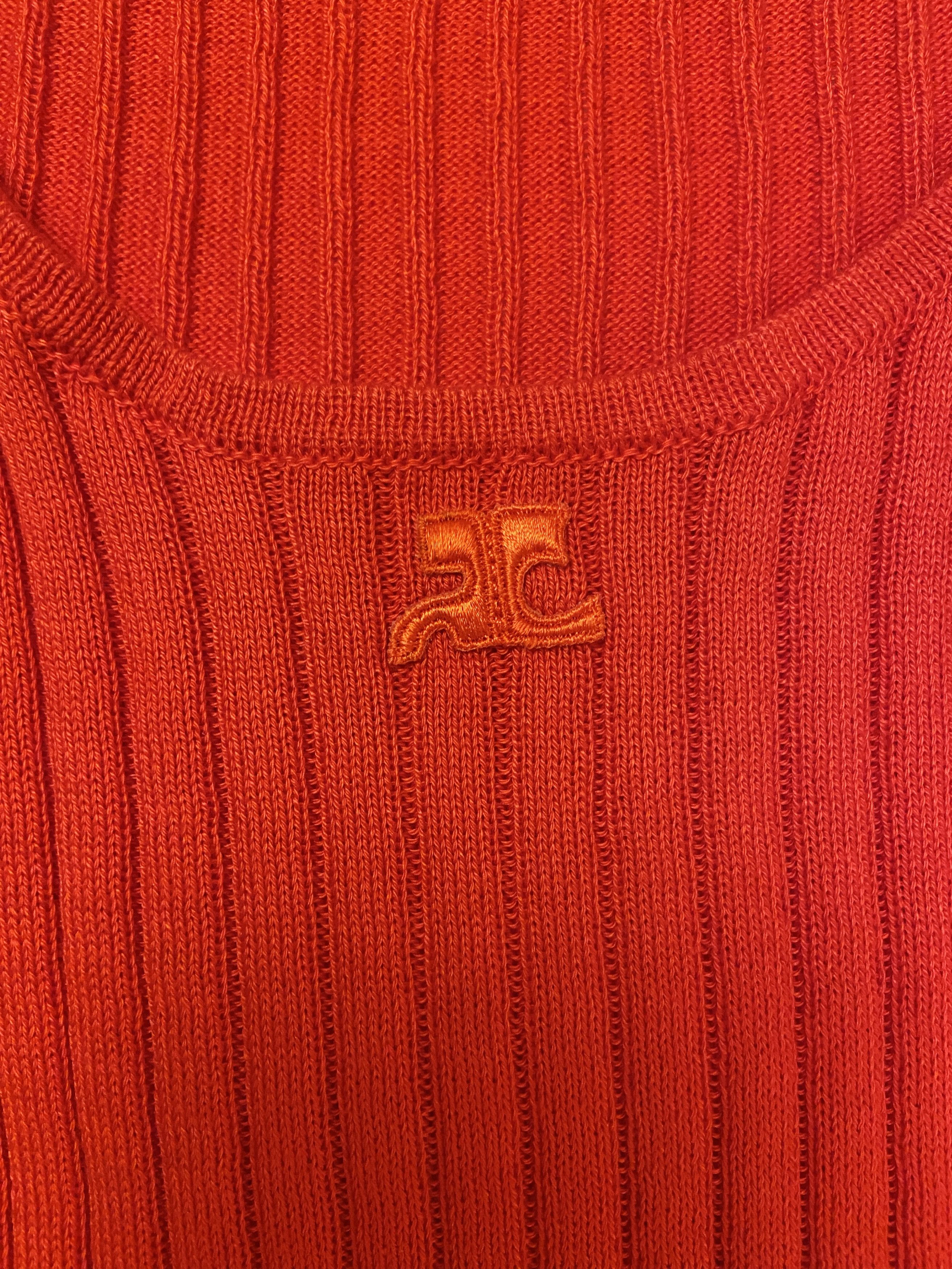 Courreges Courreges Ribbed Red Scoop Neck Sweater Size S / US 4 / IT 40 - 6 Thumbnail
