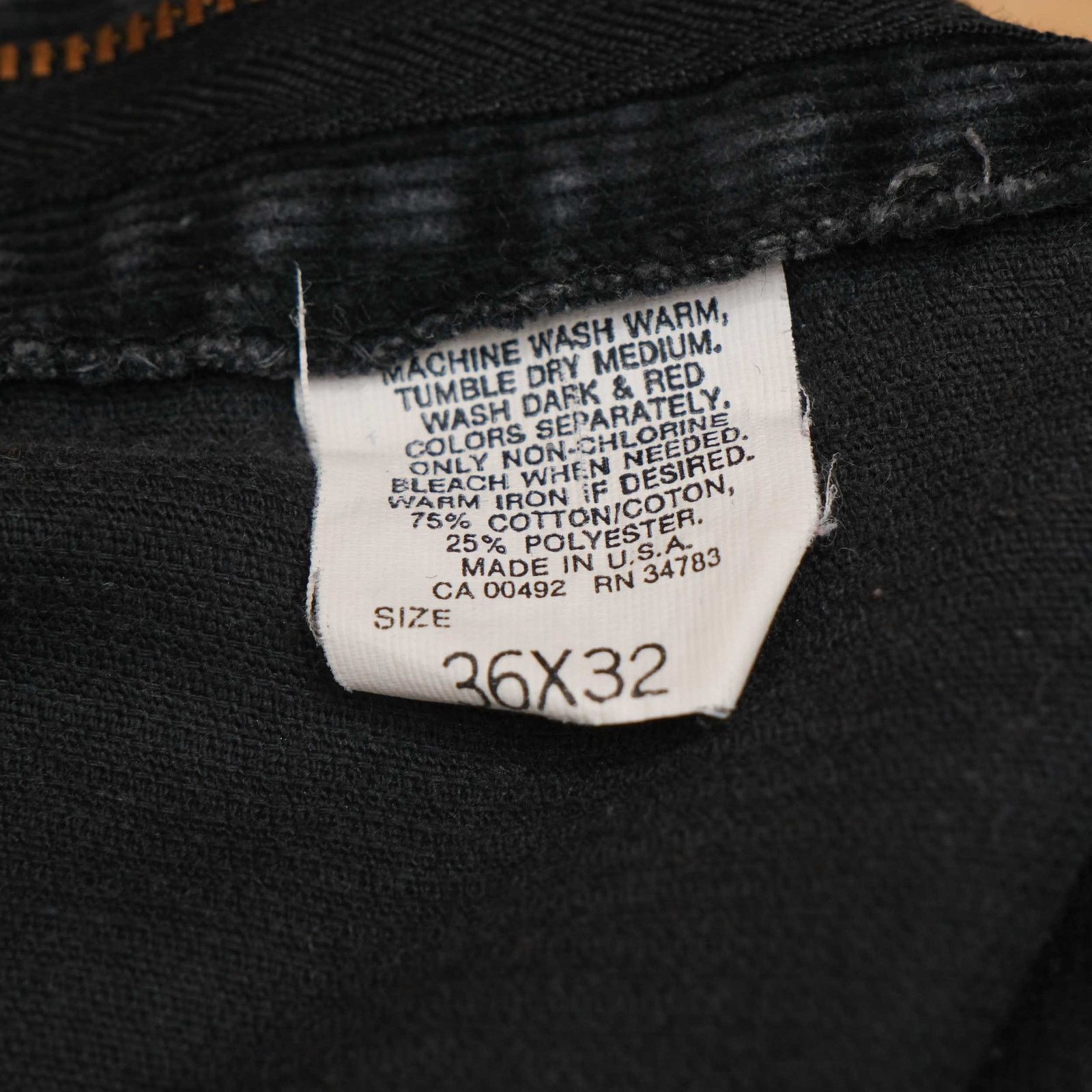 Lee VTG Black Made in USA Lee Corduroy Pants 36x32 (Fits 33x31) Size US 33 - 9 Thumbnail