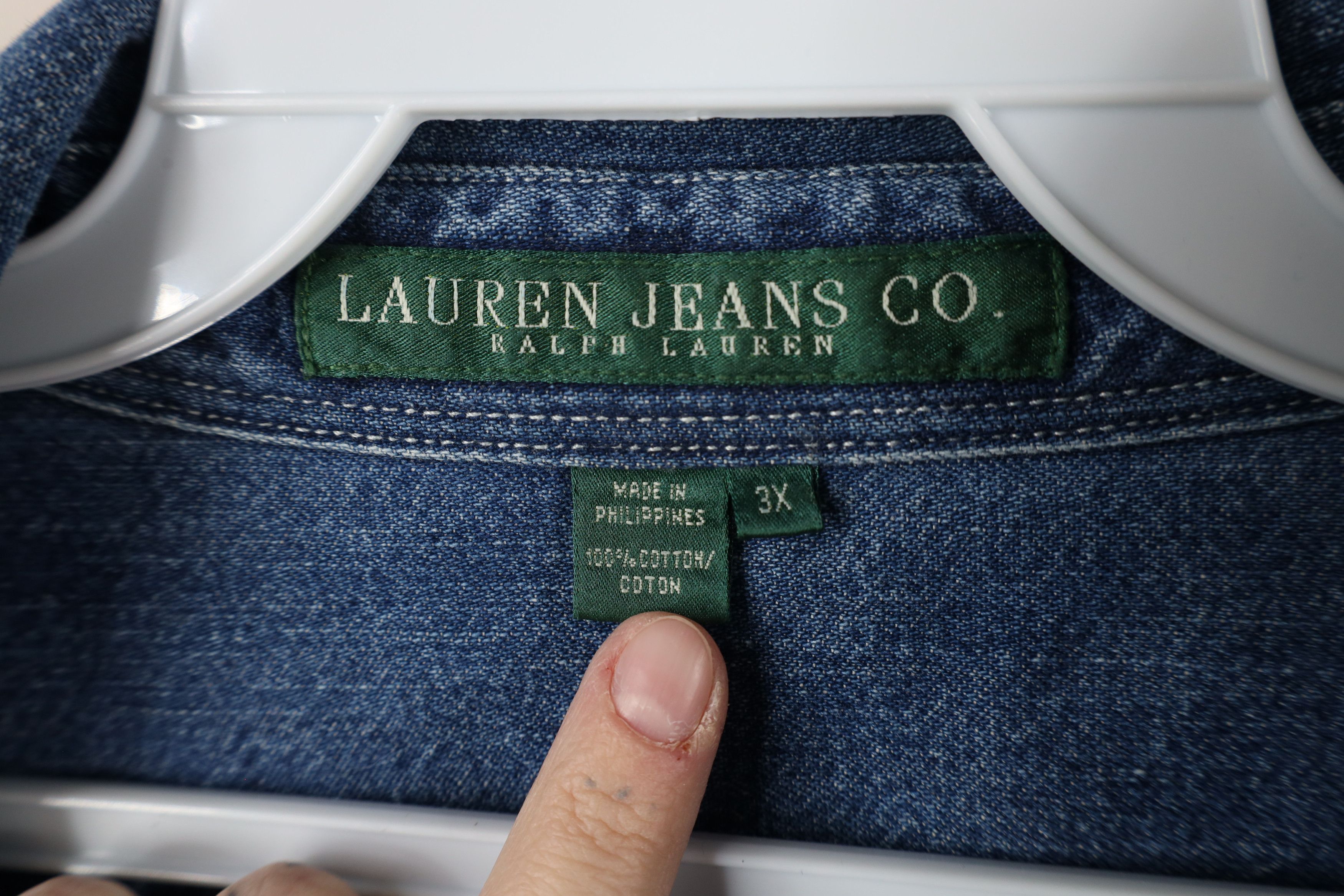 Ralph Lauren × Vintage Vintage 90s Ralph Lauren Denim Jean Button Shirt Blue Size 3XL / US 20-22 - 7 Thumbnail