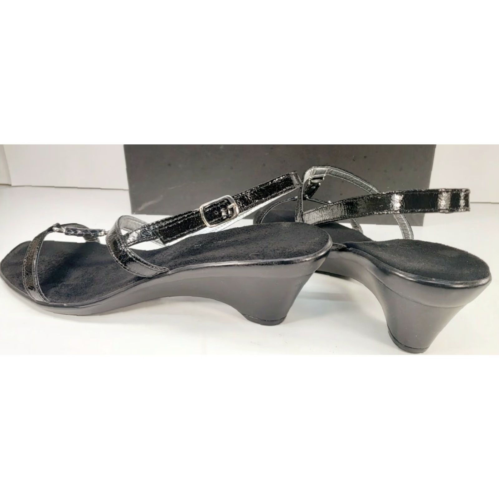 Madison Madison Maria Women's Heeled Strappy Sandal Size 9M Black Dress Straps Open Toe Buckle Heel Wedge Size M / US 6-8 / IT 42-44 - 4 Thumbnail