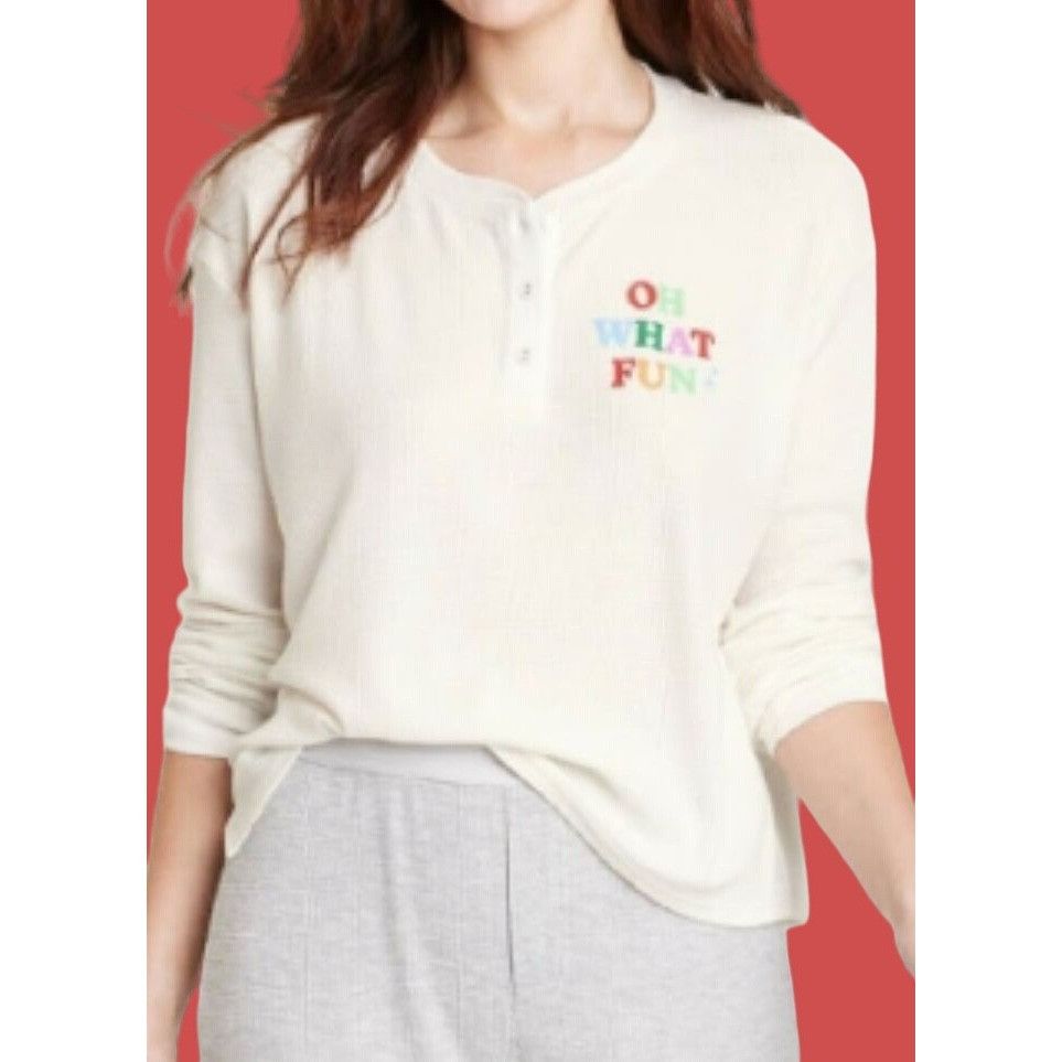 Other Wonder Shop - Women's Thermal Pajamas Top - White - Large Size L / US 10 / IT 46 - 1 Thumbnail
